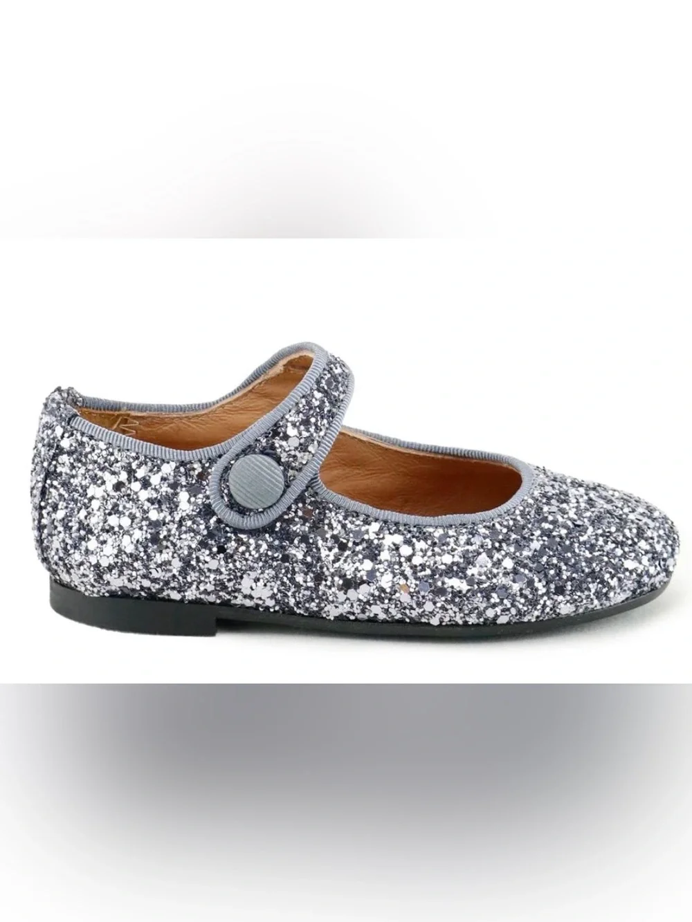 Papanatas Girls Gray Glitter Mary Jane Shoes EU 34 / US 3